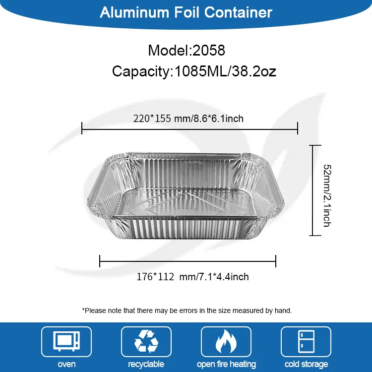 डिस्पोजेबल बार्बेक्यू लंच बॉक्स सिल्व्हर अॅल्युमिनियम फॉइल कंटेनर