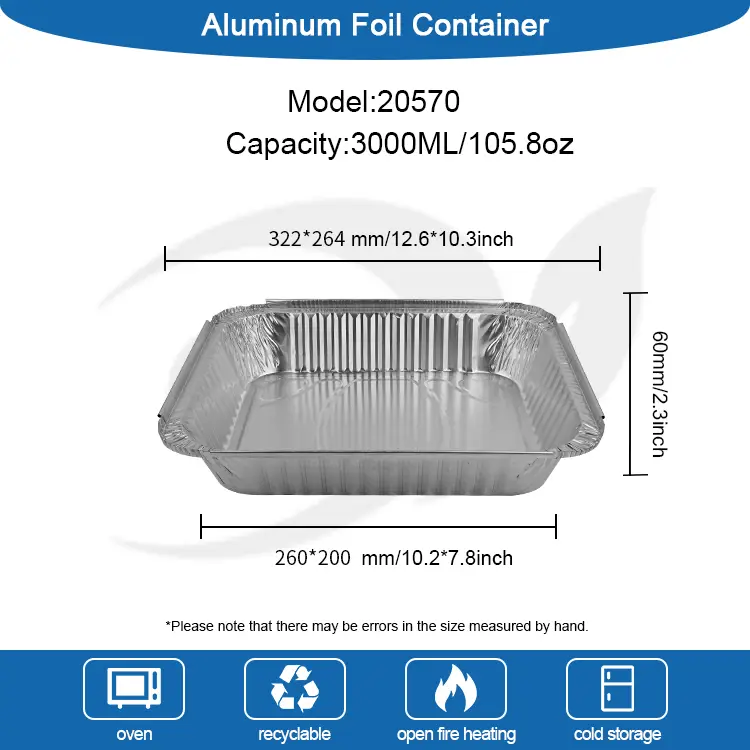 मोठ्या क्षमतेत बार्बेक्यू प्लेट्स चांदीच्या अॅल्युमिनियम फॉइल कंटेनर