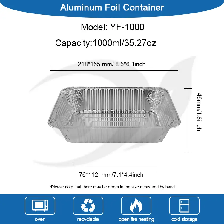आयताकृती टेक-आउट बेकिंग शीट सिल्व्हर अॅल्युमिनियम फॉइल कंटेनर
