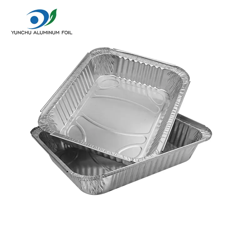 मोठ्या क्षमतेत बार्बेक्यू प्लेट्स चांदीच्या अॅल्युमिनियम फॉइल कंटेनर