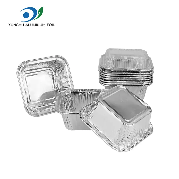 स्क्वेअर एअर फ्रायर बेकिंग सिल्व्हर अॅल्युमिनियम फॉइल कंटेनर