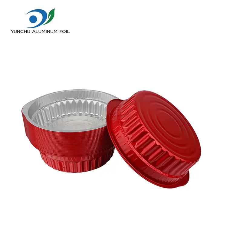 डिस्पोजेबल गरम भांडे भांडी आणि पॅन लाल अॅल्युमिनियम फॉइल कंटेनर