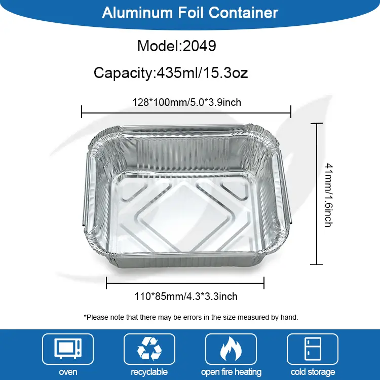 आयताकृती बार्बेक्यू सिल्व्हर अॅल्युमिनियम फॉइल कंटेनर