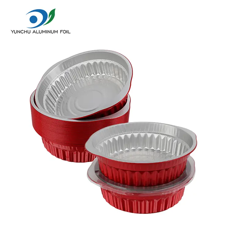 डिस्पोजेबल गरम भांडे भांडी आणि पॅन लाल अॅल्युमिनियम फॉइल कंटेनर
