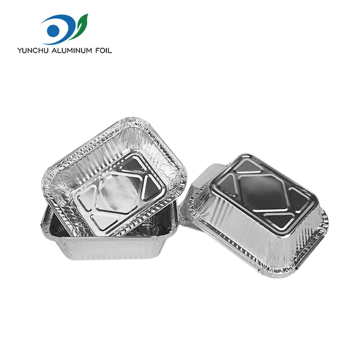 आयताकृती बार्बेक्यू सिल्व्हर अॅल्युमिनियम फॉइल कंटेनर