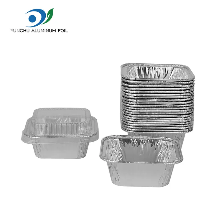 स्क्वेअर एअर फ्रायर बेकिंग सिल्व्हर अॅल्युमिनियम फॉइल कंटेनर