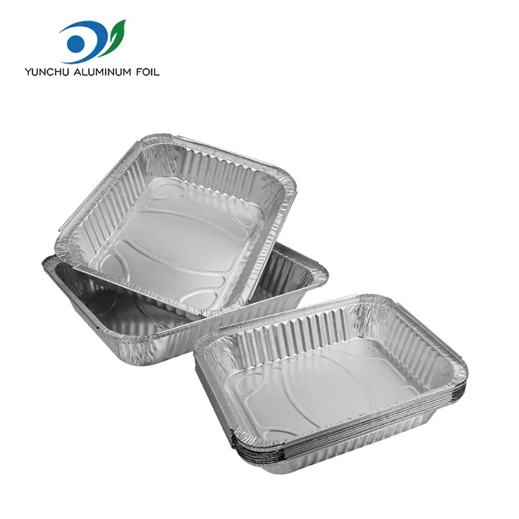 मोठ्या क्षमतेत बार्बेक्यू प्लेट्स चांदीच्या अॅल्युमिनियम फॉइल कंटेनर