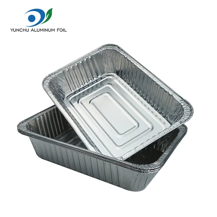 आयताकृती टेक-आउट बेकिंग शीट सिल्व्हर अॅल्युमिनियम फॉइल कंटेनर