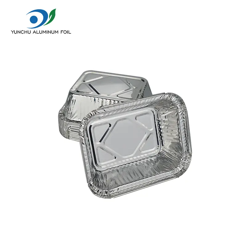 आयताकृती बार्बेक्यू सिल्व्हर अॅल्युमिनियम फॉइल कंटेनर
