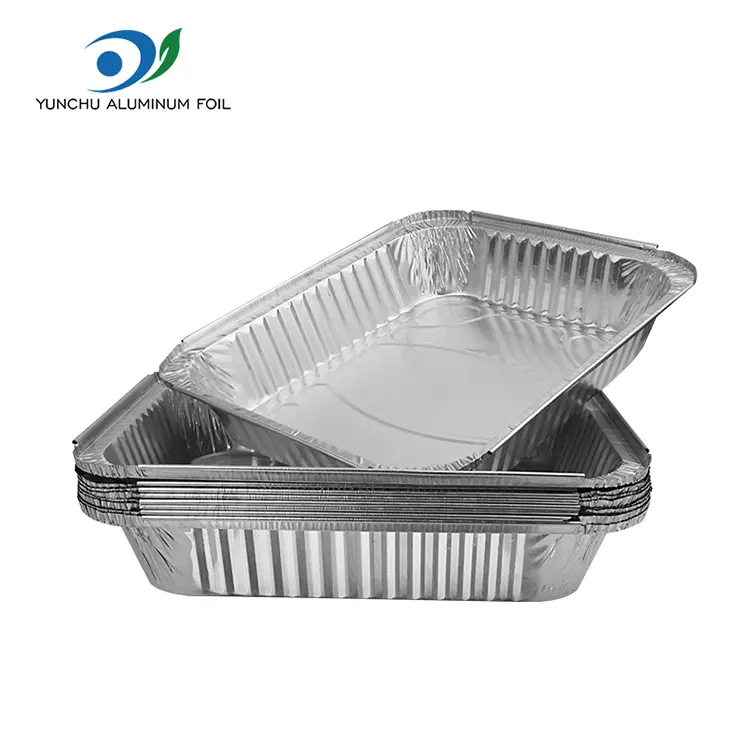 मोठ्या क्षमतेत बार्बेक्यू प्लेट्स चांदीच्या अॅल्युमिनियम फॉइल कंटेनर