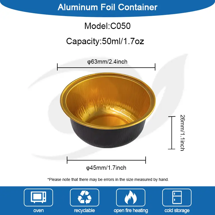 रंगीत गोल रोस्ट स्मूथवॉल अॅल्युमिनियम फॉइल कंटेनर