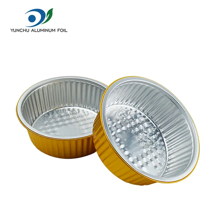 डिस्पोजेबल बेकिंग ट्रे गोल अॅल्युमिनियम फॉइल कंटेनर