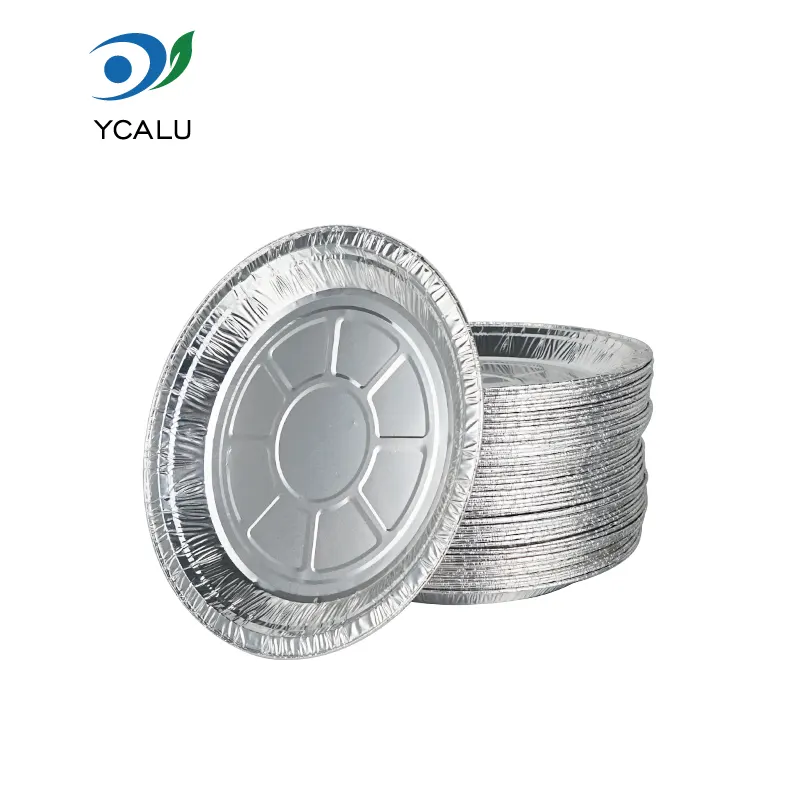 डिस्पोजेबल डिस्क एअर फ्रायर सिल्व्हर ॲल्युमिनियम फॉइल फूड कंटेनर्स