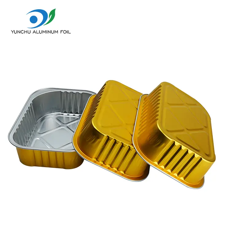डिस्पोजेबल आयताकृती ग्रिल अॅल्युमिनियम फॉइल कंटेनर