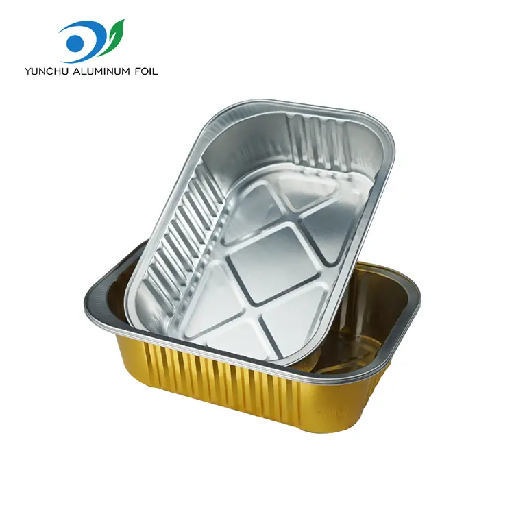 डिस्पोजेबल आयताकृती ग्रिल अॅल्युमिनियम फॉइल कंटेनर