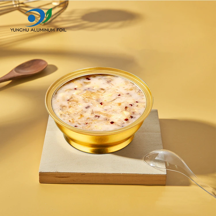 डिस्पोजेबल राउंड टेकवे बॉक्स लहान गोल्डन बाउल अॅल्युमिनियम फॉइल कंटेनर