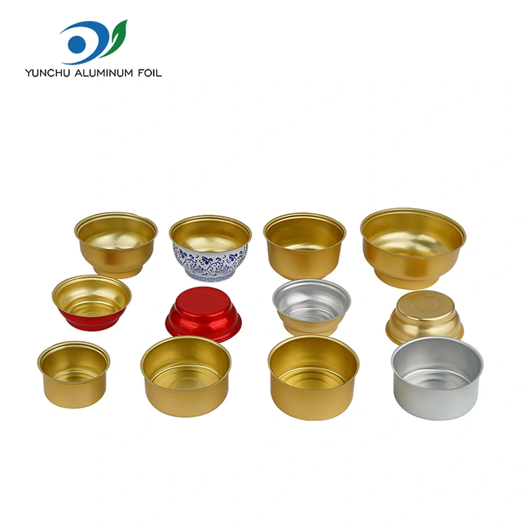 डिस्पोजेबल राउंड टेकवे बॉक्स लहान गोल्डन बाउल अॅल्युमिनियम फॉइल कंटेनर