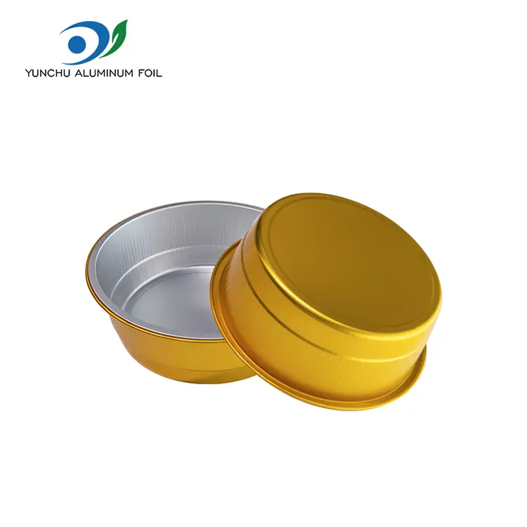 डिस्पोजेबल सीलबंद केटरिंग गोल्डन राऊंड अॅल्युमिनियम फॉइल कंटेनर
