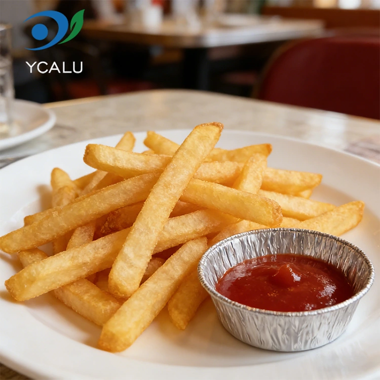 डिस्पोजेबल सिल्व्हर राउंड डिप एअर फ्रायर सिल्व्हर ॲल्युमिनियम फॉइल फूड कंटेनर