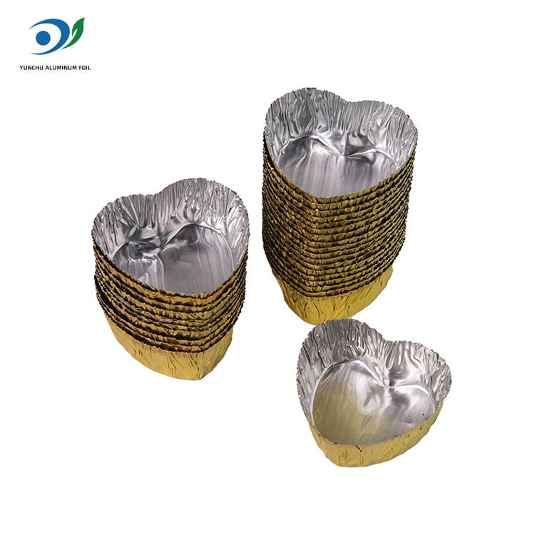 हृदयाच्या आकाराचे मिनी-बेक सिल्व्हर अॅल्युमिनियम फॉइल फूड कंटेनर