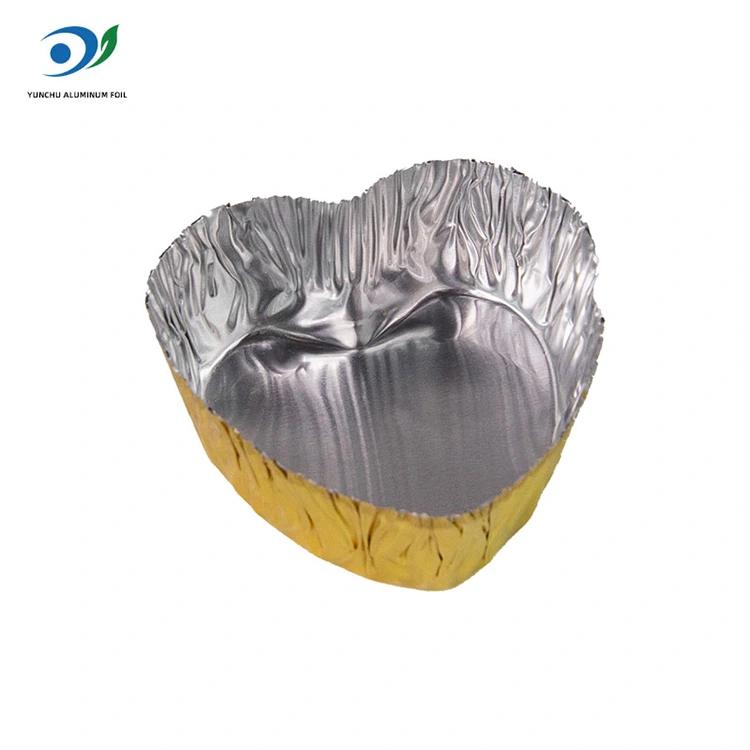 हृदयाच्या आकाराचे मिनी-बेक सिल्व्हर अॅल्युमिनियम फॉइल फूड कंटेनर