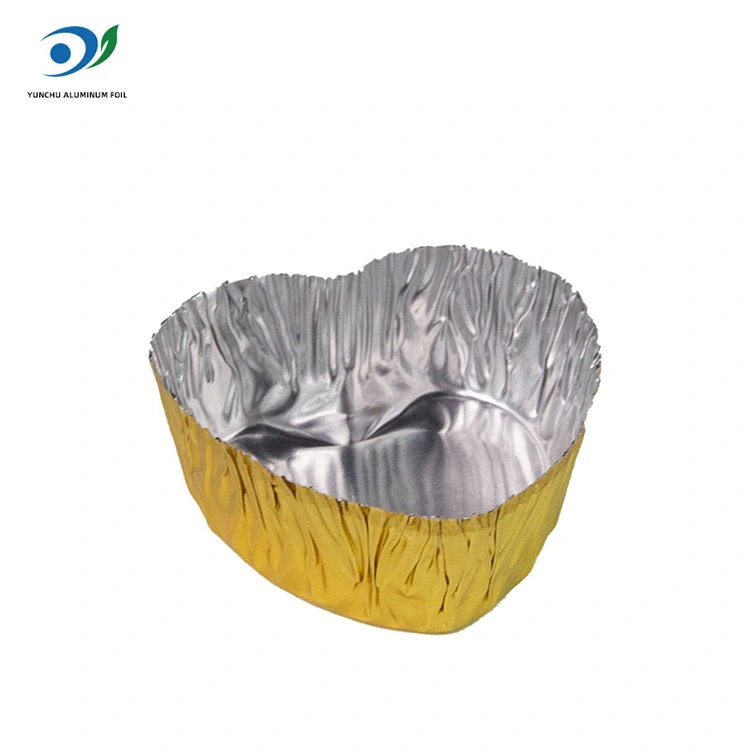 हृदयाच्या आकाराचे मिनी-बेक सिल्व्हर अॅल्युमिनियम फॉइल फूड कंटेनर