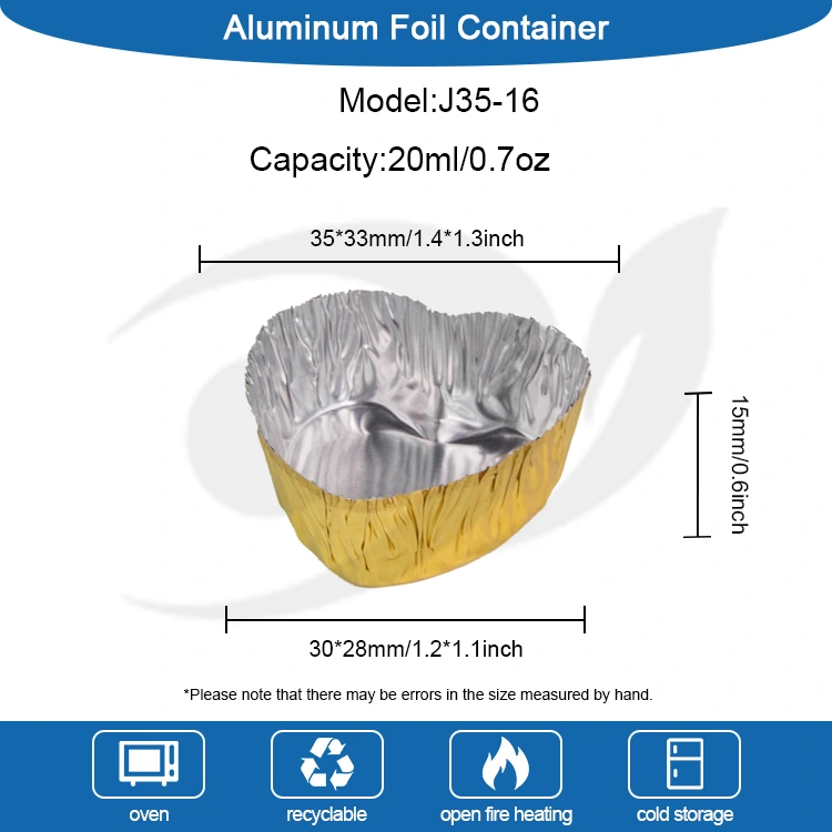 हृदयाच्या आकाराचे मिनी-बेक सिल्व्हर अॅल्युमिनियम फॉइल फूड कंटेनर