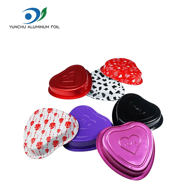 हृदयाच्या आकाराचे पेस्ट्री बेकिंग स्मूथवॉल अॅल्युमिनियम फॉइल कंटेनर
