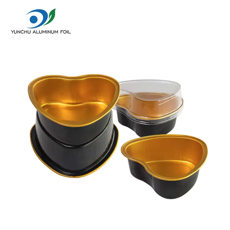हृदयाच्या आकाराचे भाजलेले स्मूथवॉल अॅल्युमिनियम फॉइल कंटेनर