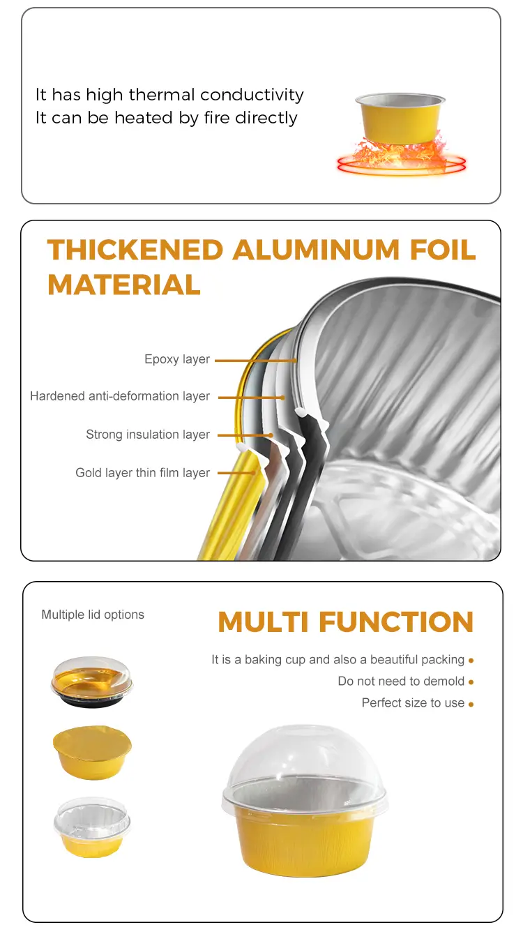 Round color baking Smoothwall Aluminum Foil Containers