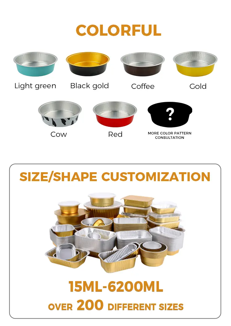 Disposable baking packaging round Smoothwall Aluminum Foil Containers