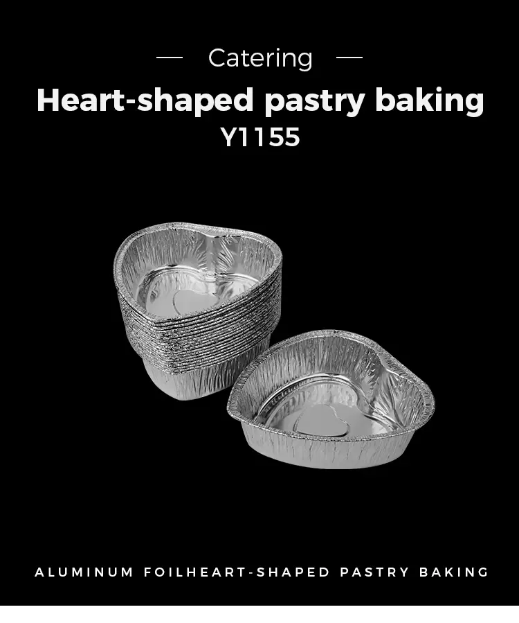 Heart-shaped takeaway cake Silver Aluminum Foil Containers