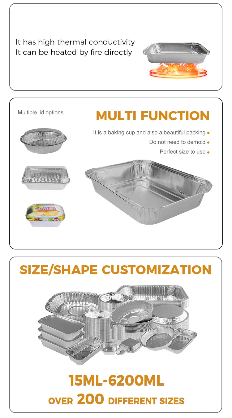 Rectangular baking sheet Silver Aluminum Foil Containers