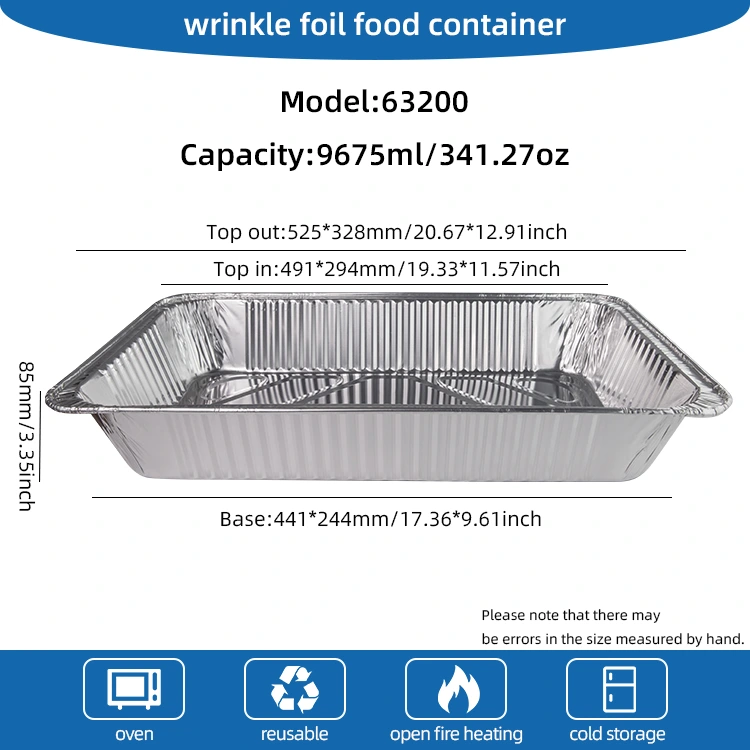मोठी क्षमता आउटडोअर बेकिंग ट्रे सिल्व्हर अॅल्युमिनियम फॉइल कंटेनर