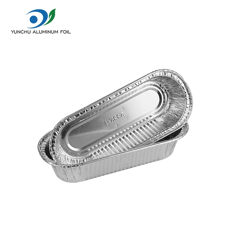 ओव्हल एअर फ्रायर बेकिंग सिल्व्हर अॅल्युमिनियम फॉइल कंटेनर