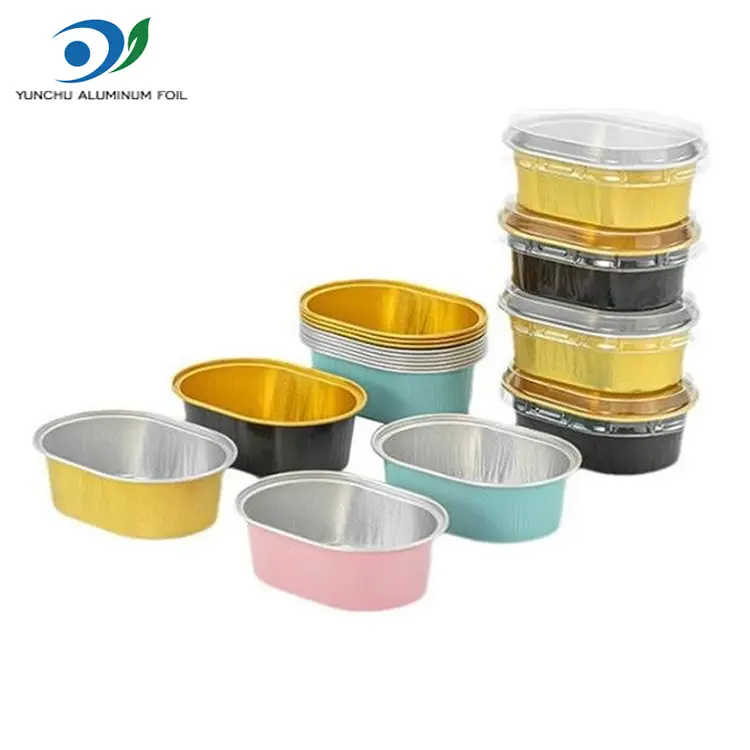 अंडाकृती प्रकाश-भिंती असलेले ॲल्युमिनियम फॉइल कंटेनर