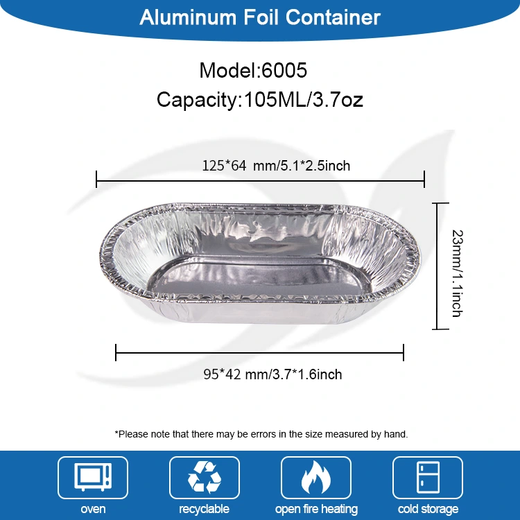 ओव्हल भाजून चांदीच्या अॅल्युमिनियम फॉइल फूड कंटेनर
