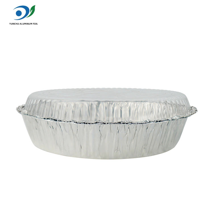 गोल एअर फ्रायर हॉट पॉट सिल्व्हर अॅल्युमिनियम फॉइल फूड कंटेनर