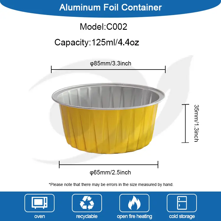 गोल बेक्ड केक्स स्मूथवॉल अॅल्युमिनियम फॉइल कंटेनर