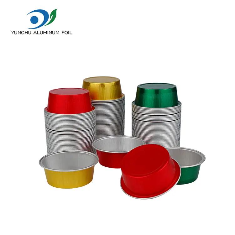 गोल मिष्टान्न बेकिंग कप स्मूथवॉल अॅल्युमिनियम फॉइल कंटेनर गोल मिष्टान्न बेकिंग कप स्मूथवॉल अॅल्युमिनियम फॉइल कंटेनर