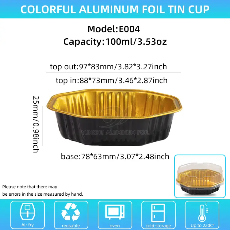 विशेष आकाराचे केक कप स्मूथवॉल अॅल्युमिनियम फॉइल कंटेनर