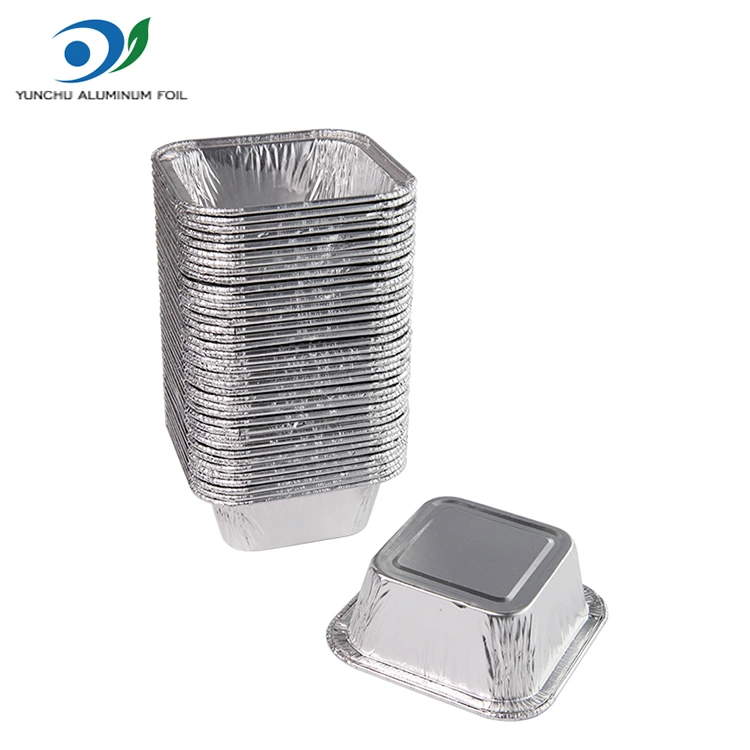 स्क्वेअर एअर फ्रायर सिल्व्हर अॅल्युमिनियम फॉइल कंटेनर