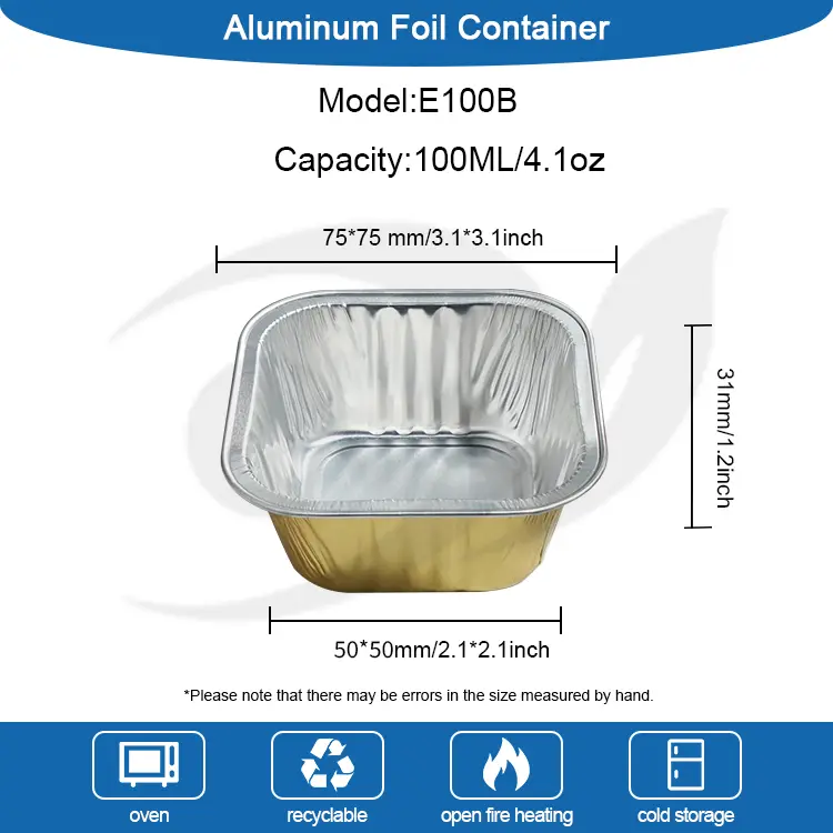 स्क्वेअर बेकिंग केक्स स्मूथवॉल अॅल्युमिनियम फॉइल कंटेनर