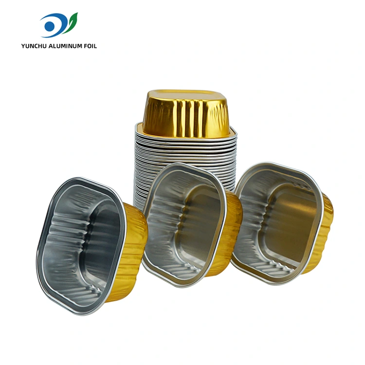 स्क्वेअर डेझर्ट बेकिंग कप स्मूथवॉल ॲल्युमिनियम फॉइल कंटेनर