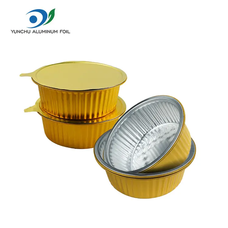 टेकवे लहान गरम भांडे गोल्डन गोल अॅल्युमिनियम फॉइल कंटेनर टेकवे लहान गरम भांडे गोल्डन गोल अॅल्युमिनियम फॉइल कंटेनर