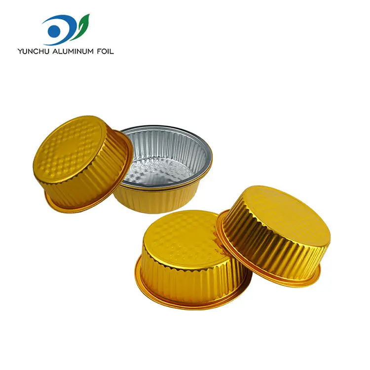 टेकवे लहान गरम भांडे गोल्डन गोल अॅल्युमिनियम फॉइल कंटेनर