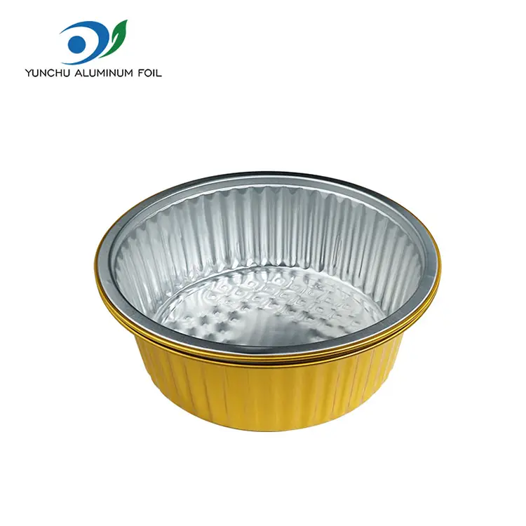 टेकवे लहान गरम भांडे गोल्डन गोल अॅल्युमिनियम फॉइल कंटेनर